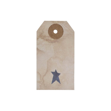 Primitive Star Tea Stained Paper Tag Navy 2.75x1.5 w/ Twine Set of 50 - The Fox Decor